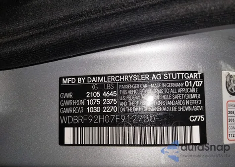 2007 Mercedes-Benz C 280 Luxury 4Matic from USA, damaged, VIN WDBRF92H07F912730